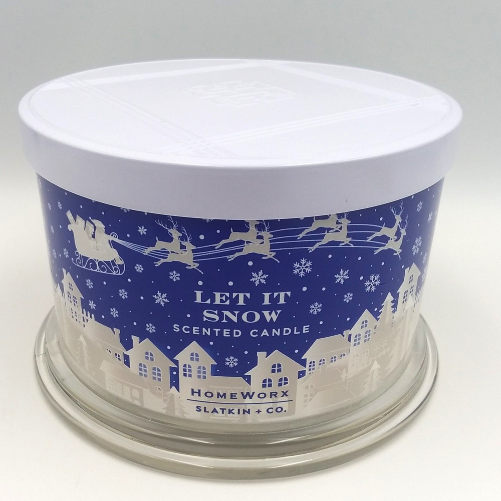 Homeworx Slatkin Co Let It Snow Scented Candle‎ 18 oz Four Wick Winter Holiday